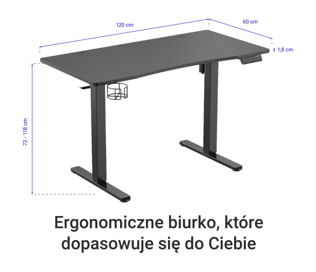 SILVER MONKEY Biurko elektryczne ED-120 black SMM024 - 1162803 - zdjęcie 3